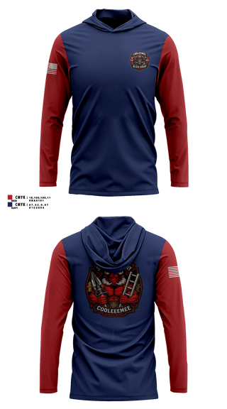 Long Sleeve hooded sunshirt, Cooleemee fire department, Fire Department, Teamtime, Team time, sublimation, custom sports apparel, team uniforms, spirit wear, spiritwear, sports uniforms, custom shirts, team store, custom team store, fundraiser sports, apparel fundraiser