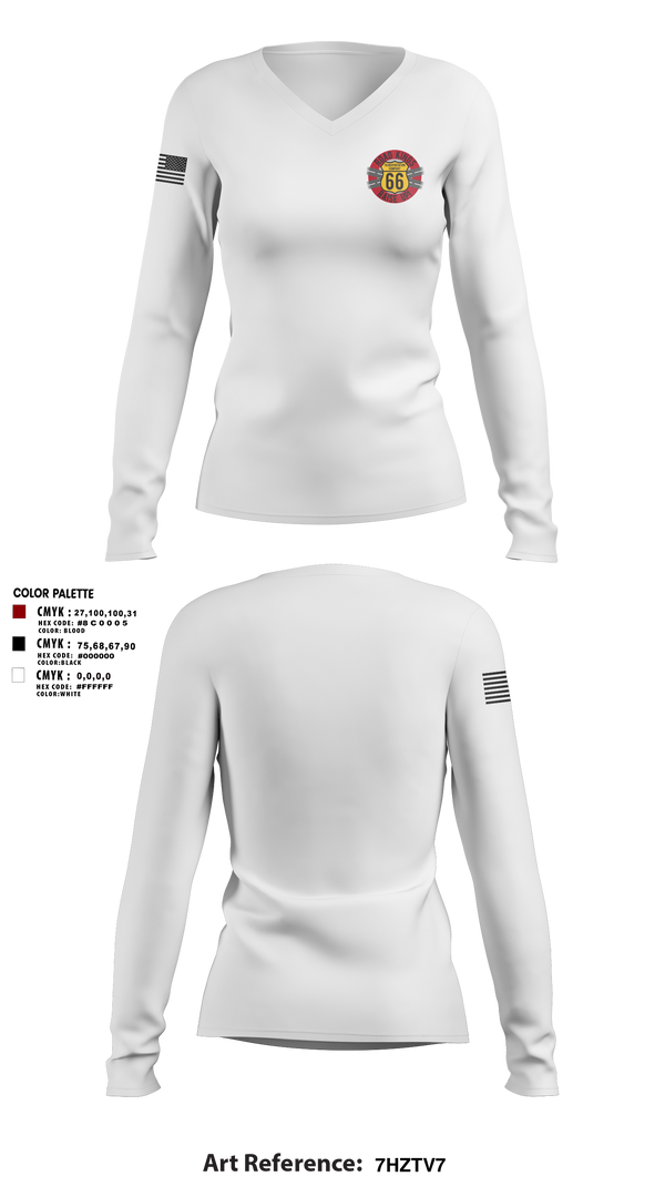 Women's Long Sleeve Vneck Shirt, 66 Transportation Company, , Teamtime, Team time, sublimation, custom sports apparel, team uniforms, spirit wear, spiritwear, sports uniforms, custom shirts, team store, custom team store, fundraiser sports, apparel fundraiser