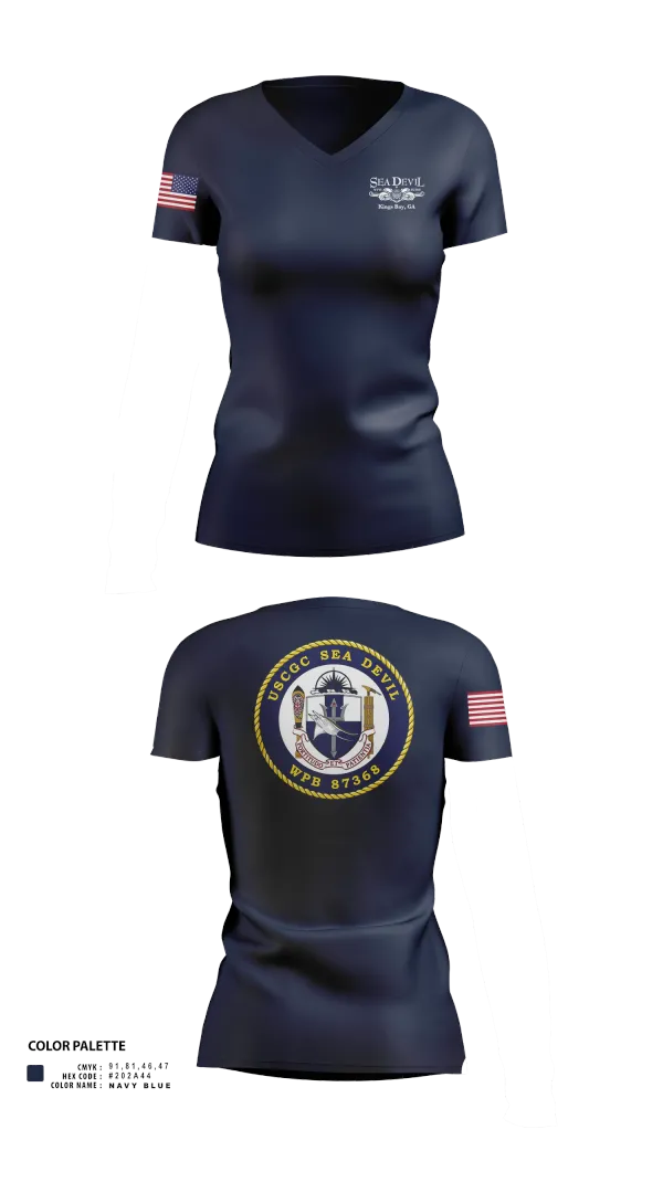 Womens Short Sleeve Vneck Shirt, USCGC SEADEVIL, , Teamtime, Team time, sublimation, custom sports apparel, team uniforms, spirit wear, spiritwear, sports uniforms, custom shirts, team store, custom team store, fundraiser sports, apparel fundraiser
