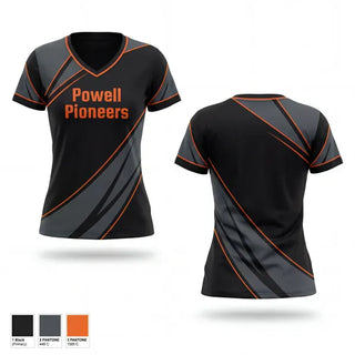 Womens Short Sleeve Vneck Shirt, Powell Pioneers, Baseball, Teamtime, Team time, sublimation, custom sports apparel, team uniforms, spirit wear, spiritwear, sports uniforms, custom shirts, team store, custom team store, fundraiser sports, apparel fundraiser