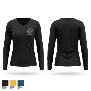 Womens Long Sleeve Vneck Shirt, City of Parker Police Department, Police, Teamtime, Team time, sublimation, custom sports apparel, team uniforms, spirit wear, spiritwear, sports uniforms, custom shirts, team store, custom team store, fundraiser sports, apparel fundraiser