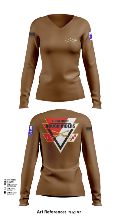 A Troop, 1st squadron-299th Calvary Regiment 70291790 Women's Long Sleeve V-neck Shirt - 102