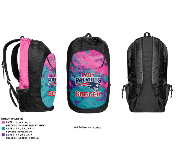 Gear Bag, Madison Middle Lady Patriots Soccer, Women's Soccer, Teamtime, Team time, sublimation, custom sports apparel, team uniforms, spirit wear, spiritwear, sports uniforms, custom shirts, team store, custom team store, fundraiser sports, apparel fundraiser