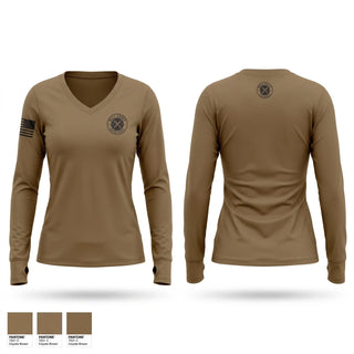 Womens Long Sleeve Vneck Shirt, Comanche, National Guard, Teamtime, Team time, sublimation, custom sports apparel, team uniforms, spirit wear, spiritwear, sports uniforms, custom shirts, team store, custom team store, fundraiser sports, apparel fundraiser