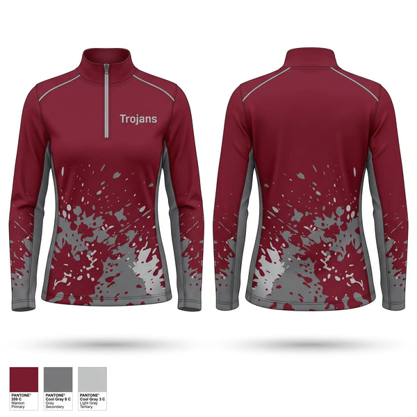 Quarter Zip Jacket, Trojans, Softball, Teamtime, Team time, sublimation, custom sports apparel, team uniforms, spirit wear, spiritwear, sports uniforms, custom shirts, team store, custom team store, fundraiser sports, apparel fundraiser
