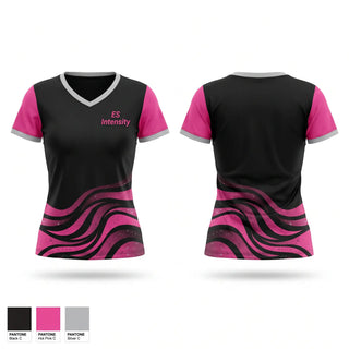 Womens Short Sleeve Vneck Shirt, ES Intensity, Cheer, Teamtime, Team time, sublimation, custom sports apparel, team uniforms, spirit wear, spiritwear, sports uniforms, custom shirts, team store, custom team store, fundraiser sports, apparel fundraiser