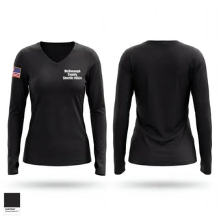 Womens Long Sleeve Vneck Shirt, McDonough County Sheriff’s Office, Police, Teamtime, Team time, sublimation, custom sports apparel, team uniforms, spirit wear, spiritwear, sports uniforms, custom shirts, team store, custom team store, fundraiser sports, apparel fundraiser