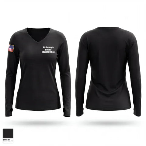 Womens Long Sleeve Vneck Shirt, McDonough County Sheriff’s Office, Police, Teamtime, Team time, sublimation, custom sports apparel, team uniforms, spirit wear, spiritwear, sports uniforms, custom shirts, team store, custom team store, fundraiser sports, apparel fundraiser
