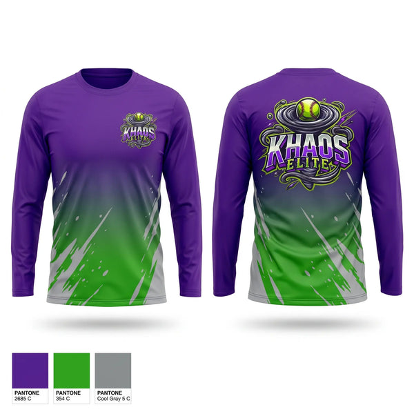 Long Sleeve Performance Shirt, Khaos Elite, Softball, Teamtime, Team time, sublimation, custom sports apparel, team uniforms, spirit wear, spiritwear, sports uniforms, custom shirts, team store, custom team store, fundraiser sports, apparel fundraiser