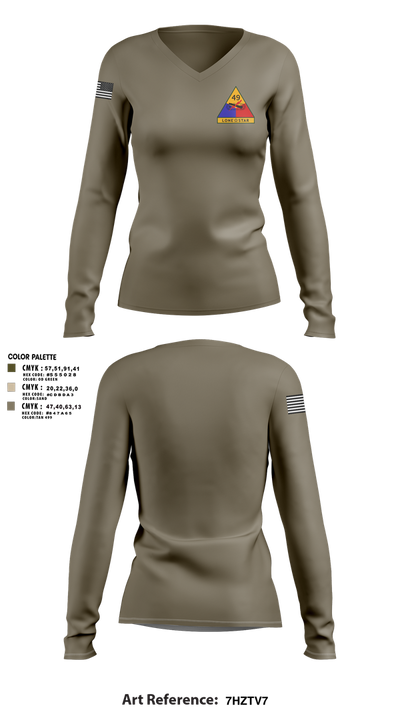 49th Armored 63475164 Women's Long Sleeve V-neck Shirt - 3