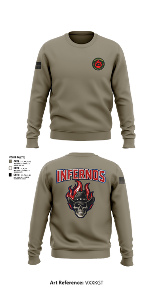 Crew Neck Sweatshirt, 1st Squad Infernos, Army, Teamtime, Team time, sublimation, custom sports apparel, team uniforms, spirit wear, spiritwear, sports uniforms, custom shirts, team store, custom team store, fundraiser sports, apparel fundraiser