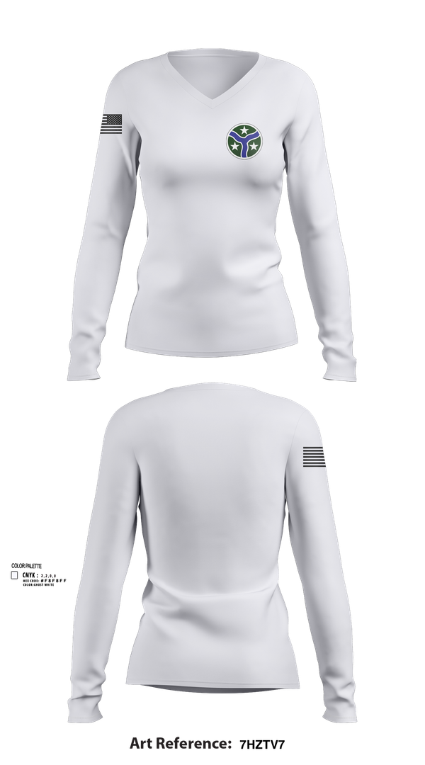 Womens Long Sleeve Vneck Shirt, 278th Armored Cavalry Regiment, National Guard, Teamtime, Team time, sublimation, custom sports apparel, team uniforms, spirit wear, spiritwear, sports uniforms, custom shirts, team store, custom team store, fundraiser sports, apparel fundraiser