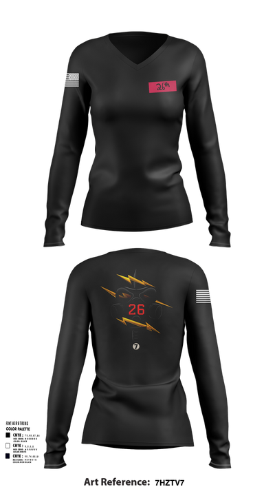 26th CM Co 80721197 Women's Long Sleeve V-neck Shirt - 105