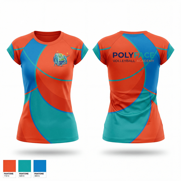 Short Sleeve Womens Volleyball Jersey, PolyFace Volleyball Academy, Women's Volleyball, Teamtime, Team time, sublimation, custom sports apparel, team uniforms, spirit wear, spiritwear, sports uniforms, custom shirts, team store, custom team store, fundraiser sports, apparel fundraiser
