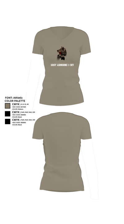 101st airborne 1-327 35416174 Women's Short Sleeve V-neck Shirt - 64