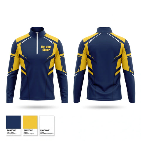 Quarter Zip Jacket, The Ville Cheer, Cheer, Teamtime, Team time, sublimation, custom sports apparel, team uniforms, spirit wear, spiritwear, sports uniforms, custom shirts, team store, custom team store, fundraiser sports, apparel fundraiser