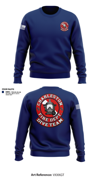 Crew Neck Sweatshirt, Charleston Fire Dept Dive Team, Fire Department, Teamtime, Team time, sublimation, custom sports apparel, team uniforms, spirit wear, spiritwear, sports uniforms, custom shirts, team store, custom team store, fundraiser sports, apparel fundraiser