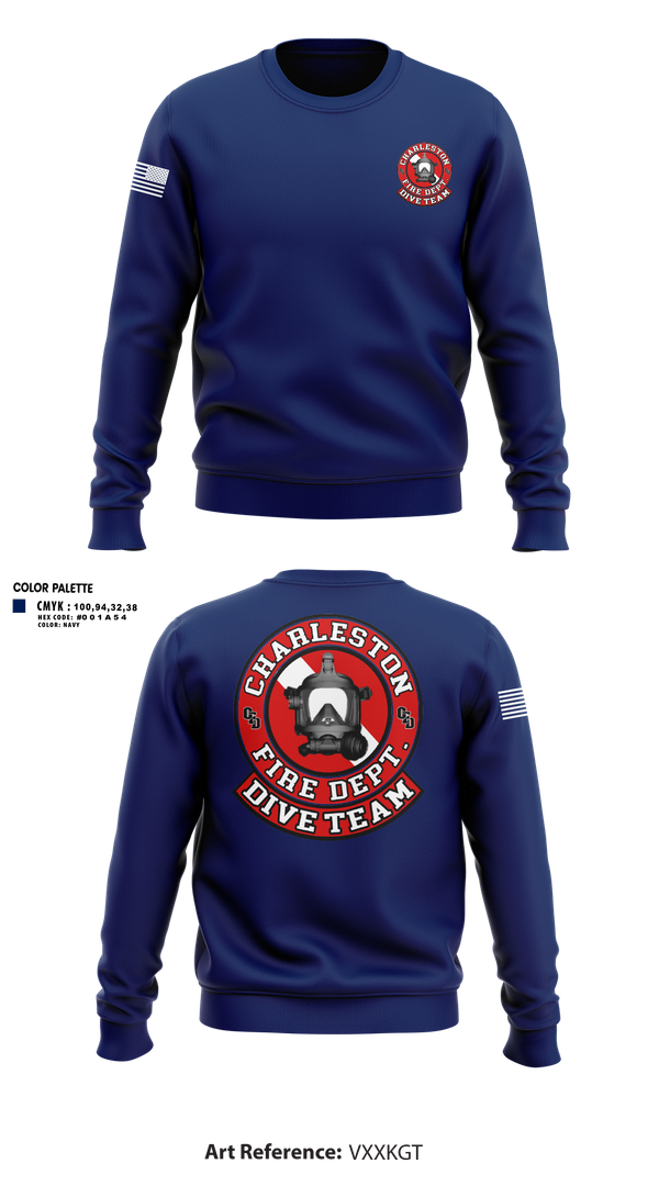 Crew Neck Sweatshirt, Charleston Fire Dept Dive Team, Fire Department, Teamtime, Team time, sublimation, custom sports apparel, team uniforms, spirit wear, spiritwear, sports uniforms, custom shirts, team store, custom team store, fundraiser sports, apparel fundraiser