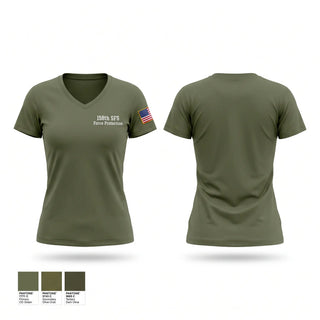 Womens Short Sleeve Vneck Shirt, 158th SFS Force Protection, National Guard, Teamtime, Team time, sublimation, custom sports apparel, team uniforms, spirit wear, spiritwear, sports uniforms, custom shirts, team store, custom team store, fundraiser sports, apparel fundraiser