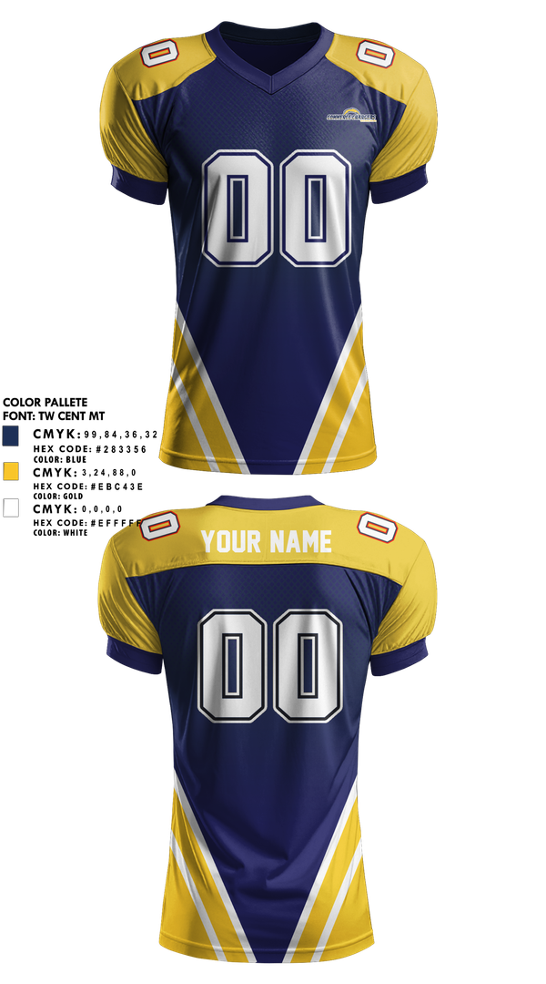 Football Jersey, Commerce Chargers Youth Football And Cheer, , Teamtime, Team time, sublimation, custom sports apparel, team uniforms, spirit wear, spiritwear, sports uniforms, custom shirts, team store, custom team store, fundraiser sports, apparel fundraiser