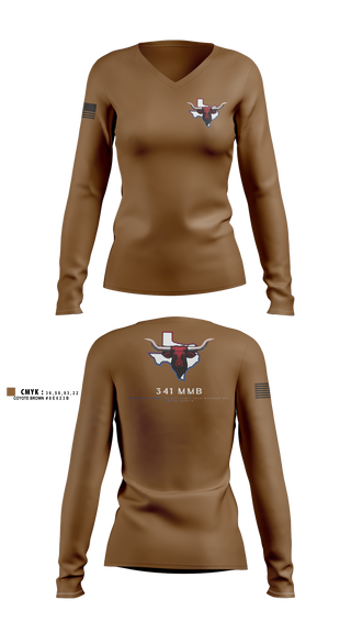 Womens Long Sleeve Vneck Shirt, 341 MMB, Army, Teamtime, Team time, sublimation, custom sports apparel, team uniforms, spirit wear, spiritwear, sports uniforms, custom shirts, team store, custom team store, fundraiser sports, apparel fundraiser