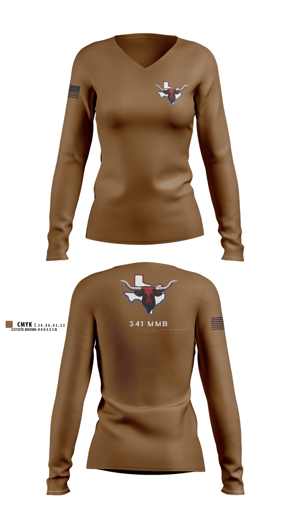 Womens Long Sleeve Vneck Shirt, 341 MMB, Army, Teamtime, Team time, sublimation, custom sports apparel, team uniforms, spirit wear, spiritwear, sports uniforms, custom shirts, team store, custom team store, fundraiser sports, apparel fundraiser