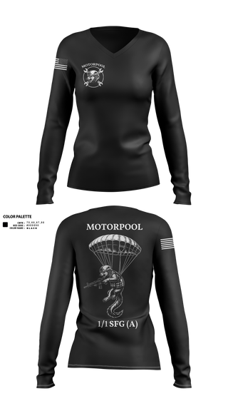 Womens Long Sleeve Vneck Shirt, MOF/MOPO, Army, Teamtime, Team time, sublimation, custom sports apparel, team uniforms, spirit wear, spiritwear, sports uniforms, custom shirts, team store, custom team store, fundraiser sports, apparel fundraiser