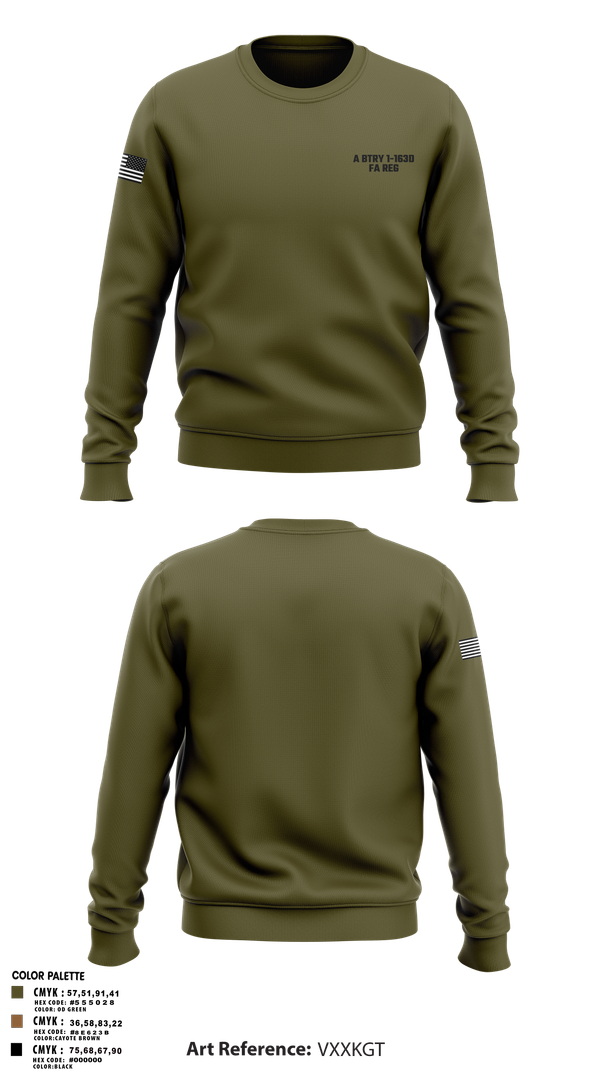 Crew Neck Sweatshirt, A BTRY 1-163D FA Reg, , Teamtime, Team time, sublimation, custom sports apparel, team uniforms, spirit wear, spiritwear, sports uniforms, custom shirts, team store, custom team store, fundraiser sports, apparel fundraiser