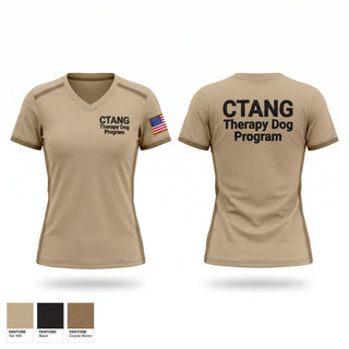 Womens Short Sleeve Vneck Shirt, CTANG Therapy Dog Program, Army, Teamtime, Team time, sublimation, custom sports apparel, team uniforms, spirit wear, spiritwear, sports uniforms, custom shirts, team store, custom team store, fundraiser sports, apparel fundraiser