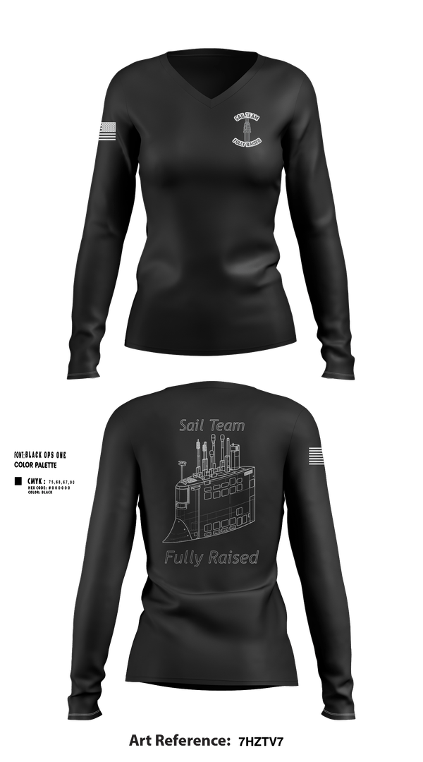 Womens Long Sleeve Vneck Shirt, Sail Team, Navy, Teamtime, Team time, sublimation, custom sports apparel, team uniforms, spirit wear, spiritwear, sports uniforms, custom shirts, team store, custom team store, fundraiser sports, apparel fundraiser