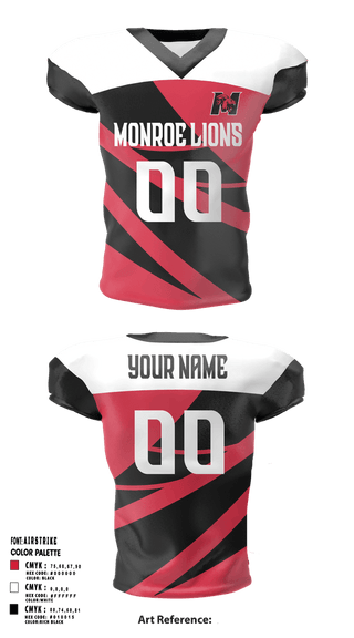 Football Jersey, Monroe Lions Football, , Teamtime, Team time, sublimation, custom sports apparel, team uniforms, spirit wear, spiritwear, sports uniforms, custom shirts, team store, custom team store, fundraiser sports, apparel fundraiser