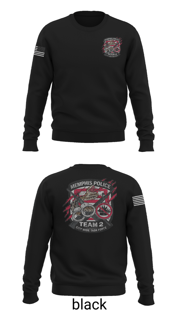 Crew Neck Sweatshirt, Memphis Police City Wide Task Force Team Two, Police, Teamtime, Team time, sublimation, custom sports apparel, team uniforms, spirit wear, spiritwear, sports uniforms, custom shirts, team store, custom team store, fundraiser sports, apparel fundraiser