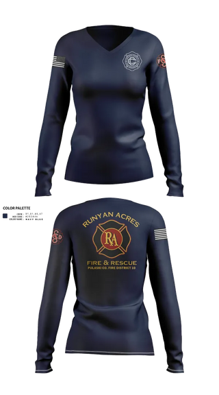 Womens Long Sleeve Vneck Shirt, RUNYAN ACRES FIRE DEPARTMENT, , Teamtime, Team time, sublimation, custom sports apparel, team uniforms, spirit wear, spiritwear, sports uniforms, custom shirts, team store, custom team store, fundraiser sports, apparel fundraiser