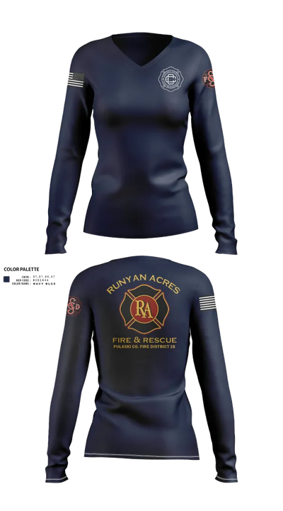 RUNYAN ACRES FIRE DEPARTMENT 34134469 Women's Long Sleeve V-neck Shirt - 21