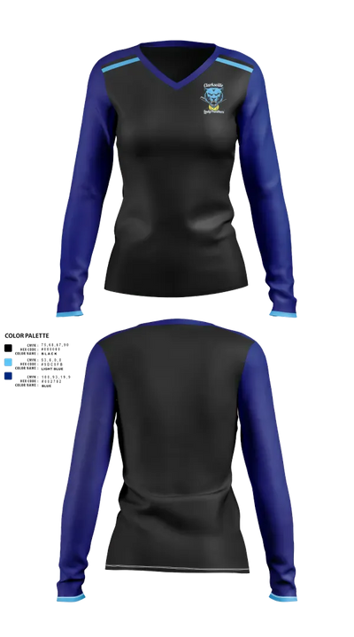 Clarksville Lady Panters 58044554 Women's Long Sleeve V-neck Shirt - 21
