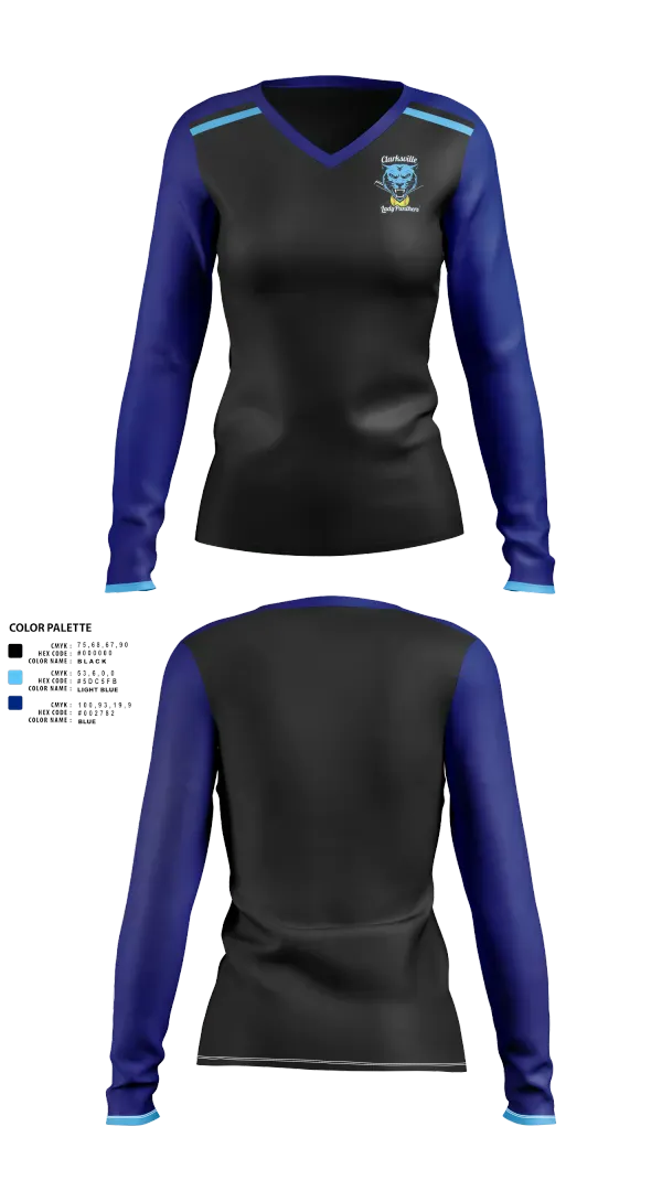 Womens Long Sleeve Vneck Shirt, Clarksville Lady Panters, Softball, Teamtime, Team time, sublimation, custom sports apparel, team uniforms, spirit wear, spiritwear, sports uniforms, custom shirts, team store, custom team store, fundraiser sports, apparel fundraiser