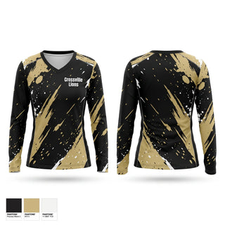 Womens Long Sleeve Vneck Shirt, Crossville Lions, Baseball, Teamtime, Team time, sublimation, custom sports apparel, team uniforms, spirit wear, spiritwear, sports uniforms, custom shirts, team store, custom team store, fundraiser sports, apparel fundraiser