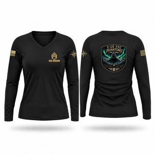 Womens Long Sleeve Vneck Shirt, E. Co 1-229 mx, Army, Teamtime, Team time, sublimation, custom sports apparel, team uniforms, spirit wear, spiritwear, sports uniforms, custom shirts, team store, custom team store, fundraiser sports, apparel fundraiser