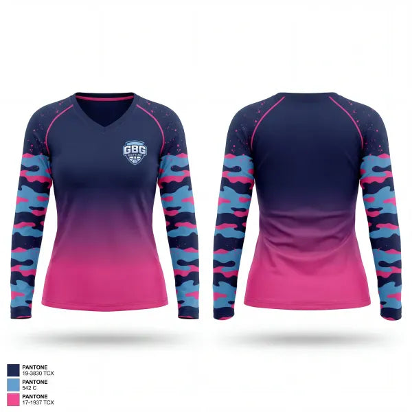 Womens Long Sleeve Vneck Shirt, GBG, Baseball, Teamtime, Team time, sublimation, custom sports apparel, team uniforms, spirit wear, spiritwear, sports uniforms, custom shirts, team store, custom team store, fundraiser sports, apparel fundraiser
