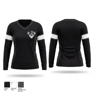 Womens Long Sleeve Vneck Shirt, Barbarians Hawaii, Rugby, Teamtime, Team time, sublimation, custom sports apparel, team uniforms, spirit wear, spiritwear, sports uniforms, custom shirts, team store, custom team store, fundraiser sports, apparel fundraiser