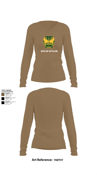 Womens Long Sleeve Vneck Shirt, 165th MP Battalion, , Teamtime, Team time, sublimation, custom sports apparel, team uniforms, spirit wear, spiritwear, sports uniforms, custom shirts, team store, custom team store, fundraiser sports, apparel fundraiser