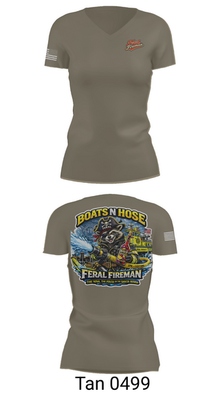 Womens Short Sleeve Vneck Shirt, Feral Fireman, Fire Department, Teamtime, Team time, sublimation, custom sports apparel, team uniforms, spirit wear, spiritwear, sports uniforms, custom shirts, team store, custom team store, fundraiser sports, apparel fundraiser