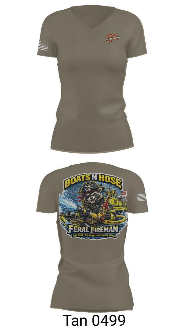 Womens Short Sleeve Vneck Shirt, Feral Fireman, Fire Department, Teamtime, Team time, sublimation, custom sports apparel, team uniforms, spirit wear, spiritwear, sports uniforms, custom shirts, team store, custom team store, fundraiser sports, apparel fundraiser