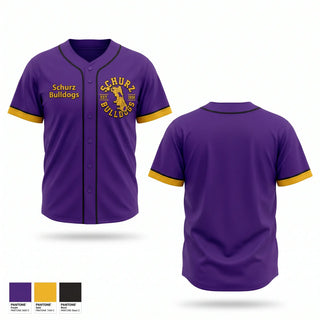 Full Button Baseball Jersey, Schurz Bulldogs, Baseball, Teamtime, Team time, sublimation, custom sports apparel, team uniforms, spirit wear, spiritwear, sports uniforms, custom shirts, team store, custom team store, fundraiser sports, apparel fundraiser