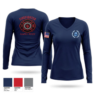 Womens Long Sleeve Vneck Shirt, Shafton VFC, Fire Department, Teamtime, Team time, sublimation, custom sports apparel, team uniforms, spirit wear, spiritwear, sports uniforms, custom shirts, team store, custom team store, fundraiser sports, apparel fundraiser