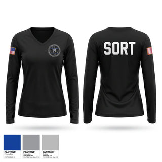 Womens Long Sleeve Vneck Shirt, SORT, Police, Teamtime, Team time, sublimation, custom sports apparel, team uniforms, spirit wear, spiritwear, sports uniforms, custom shirts, team store, custom team store, fundraiser sports, apparel fundraiser