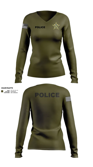Womens Long Sleeve Vneck Shirt, St. Joseph County Police Department, , Teamtime, Team time, sublimation, custom sports apparel, team uniforms, spirit wear, spiritwear, sports uniforms, custom shirts, team store, custom team store, fundraiser sports, apparel fundraiser