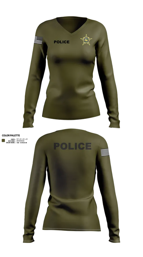 Womens Long Sleeve Vneck Shirt, St. Joseph County Police Department, , Teamtime, Team time, sublimation, custom sports apparel, team uniforms, spirit wear, spiritwear, sports uniforms, custom shirts, team store, custom team store, fundraiser sports, apparel fundraiser
