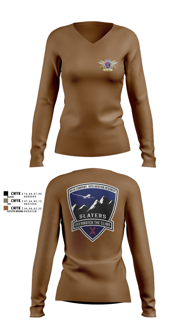 Womens Long Sleeve Vneck Shirt, 2-10 AHB Knighthawks, Army, Teamtime, Team time, sublimation, custom sports apparel, team uniforms, spirit wear, spiritwear, sports uniforms, custom shirts, team store, custom team store, fundraiser sports, apparel fundraiser