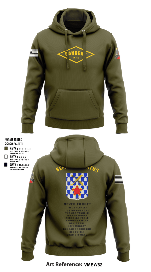 Hoodie, 2-16 rangers, Army, Teamtime, Team time, sublimation, custom sports apparel, team uniforms, spirit wear, spiritwear, sports uniforms, custom shirts, team store, custom team store, fundraiser sports, apparel fundraiser